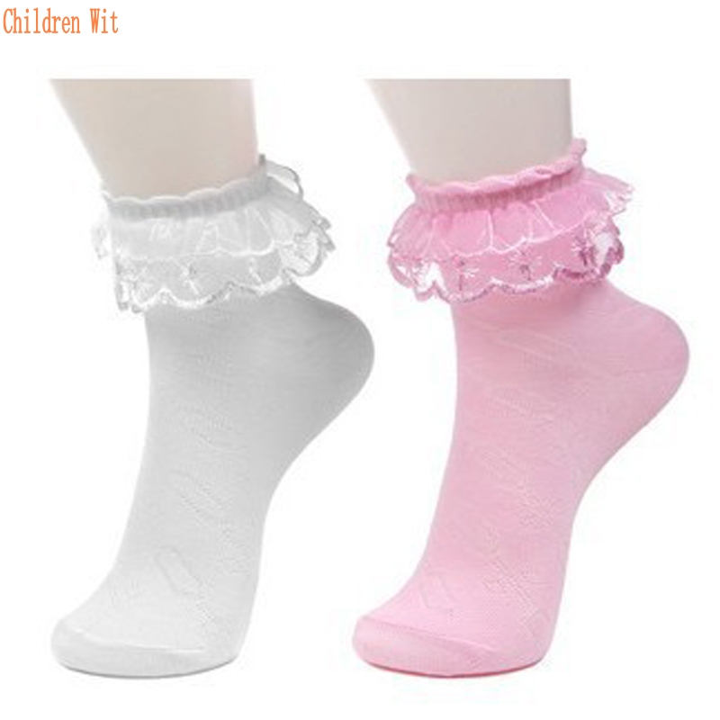 5 pairs / lot spring&summer candy color Cotton&Nylon Lace socks for children girls socks kids socks for girls 1-12 year