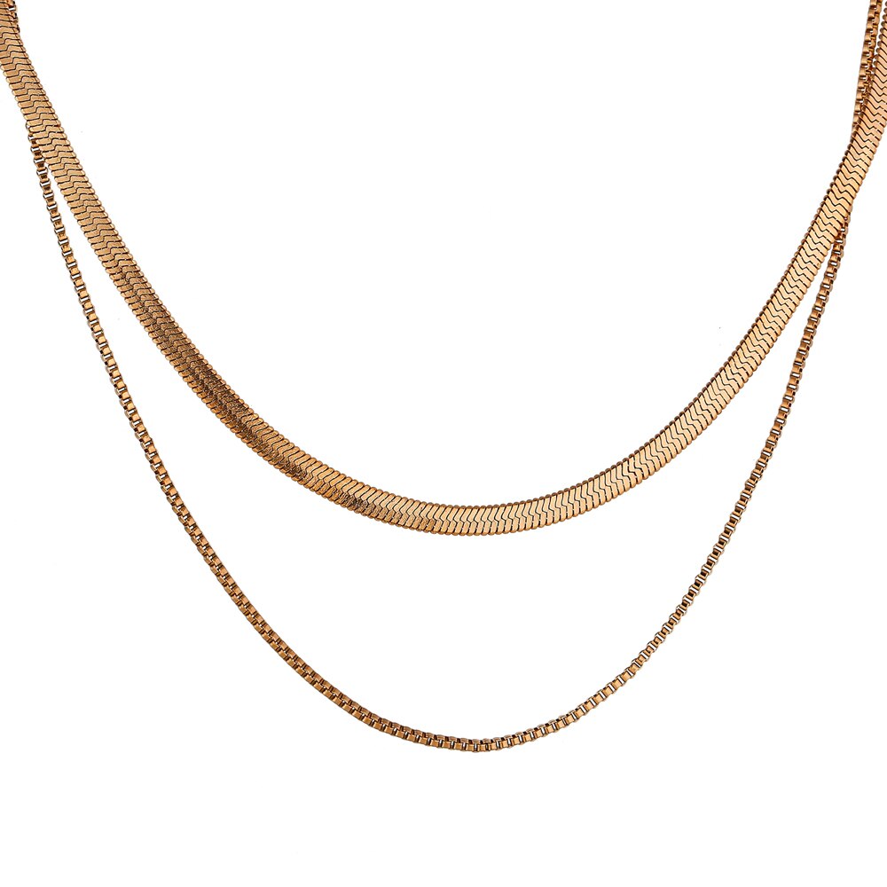 Yhpup Charm Geometrische Snake Collier Trendy Roestvrij Stalen Sieraden Gouden Metalen Ketting Брелок Voor Vrouwen: YH1869A Rose Gold