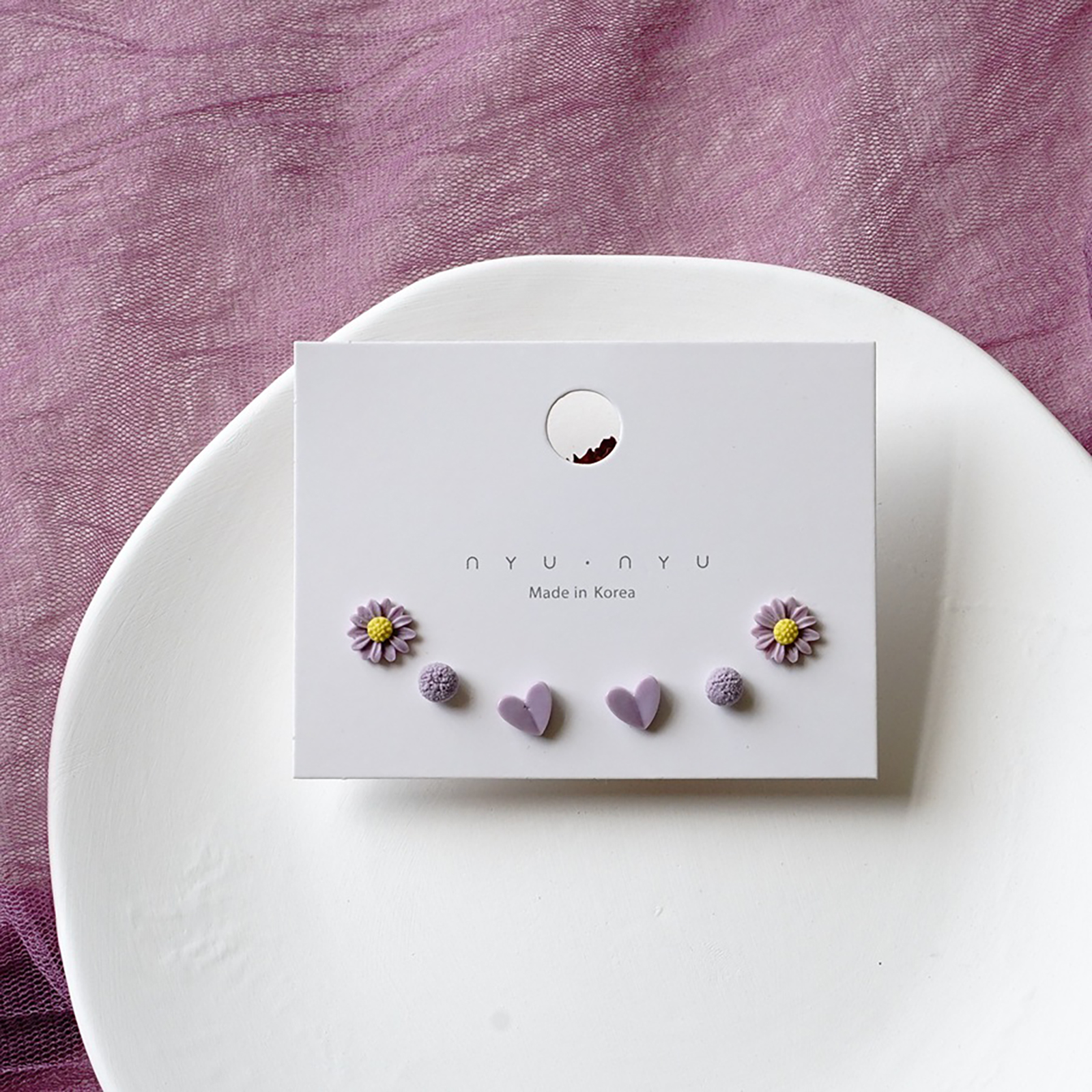 Juego de pendientes de cerámica para mujer y niña, aretes redondos de varios colores con forma de flor, estrella, avión, universo y Planeta, joyería para la oreja, 3 pares: Zinc negro plateado