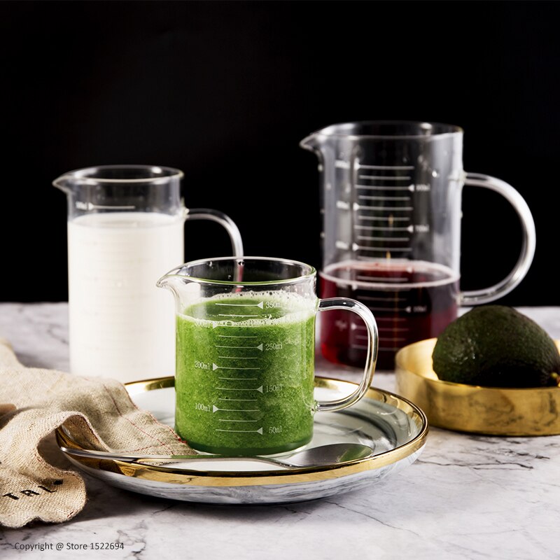 Prepware vaso medidor de vidrio DIY herramientas para hornear olla de medición con medición 350ML 500ML 1000ML, taza de cristal Material de grado alimenticio