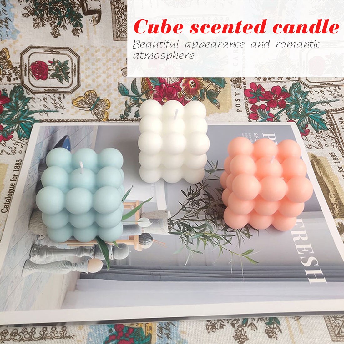 2.1Inch Round Magic Cube Candle scented relaxing Birthday 1PC Soy Wax Aromatherapy Candles Home Party Decoration