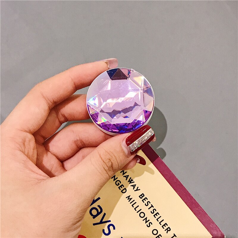 Kingqiu Bling diamant doigt anneau poignée support universel main téléphone support pour iphone huawei airbag support de support de cellule: Purple