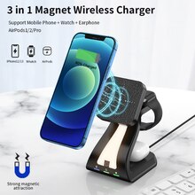 New 3 in mag safe wireless charger for iphone 13,12,11,, apple watch 6,5,4,3,2,, 1 2 pro, magnetic charging dock station