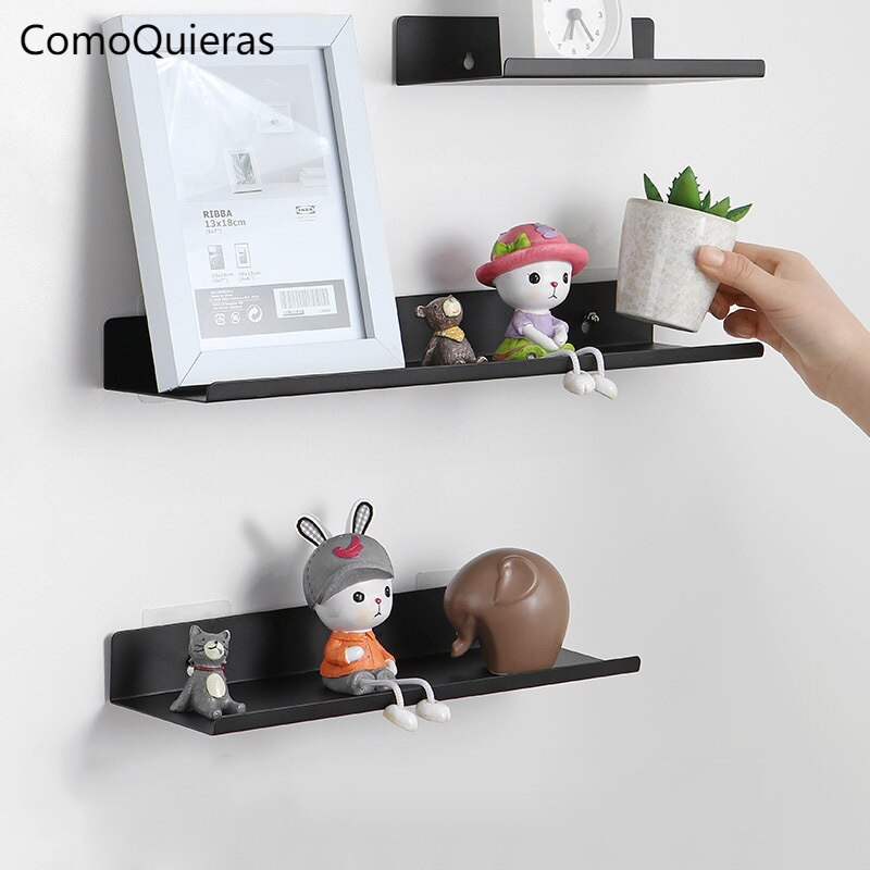 One-word Partition Shelf Nordic Modern Simple Home Decoration Living Room Bedroom Bathroom Wall Hanging Free Punch Display Stand