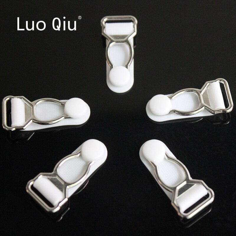 Luo Qiu 30 pcs/lot 1.2cm Silver Metal+white PP Garter clip Garment clips Clothing accessories Sewing Supplies