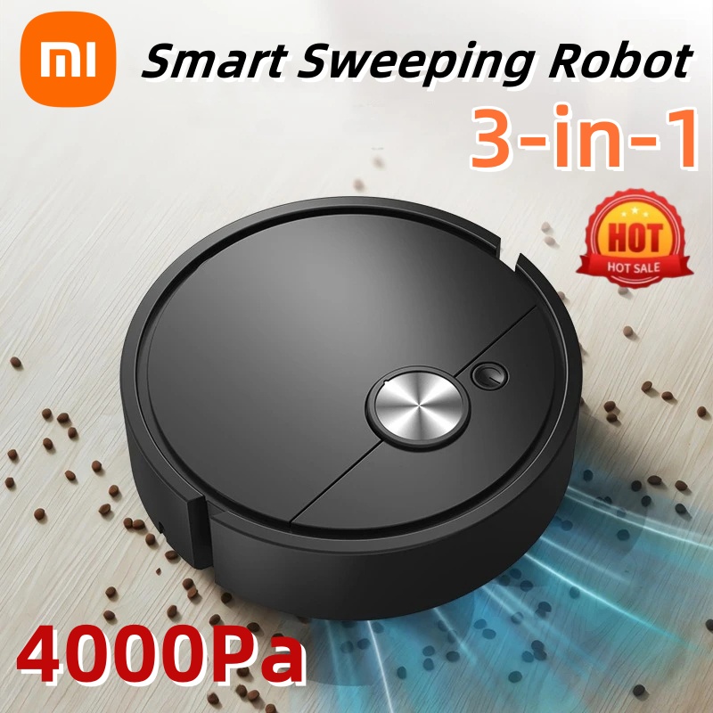 Xiaomi Mijia 4000 Pa 3-in-1-Smart-Kehrroboter-Staubsauger, starke Saugkraft, einfach zu bedienen, für Hartböden, Tierhaar, Teppiche