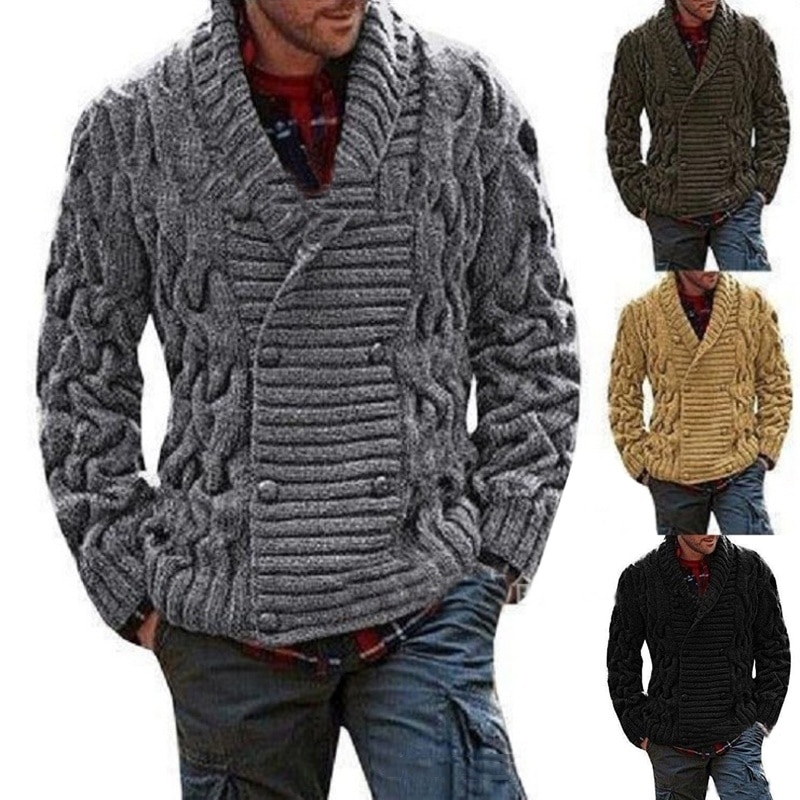 Zogaa heren truien jas winter dikker twist truien jas casual warm breien dubbelrijige trui heren vest trui