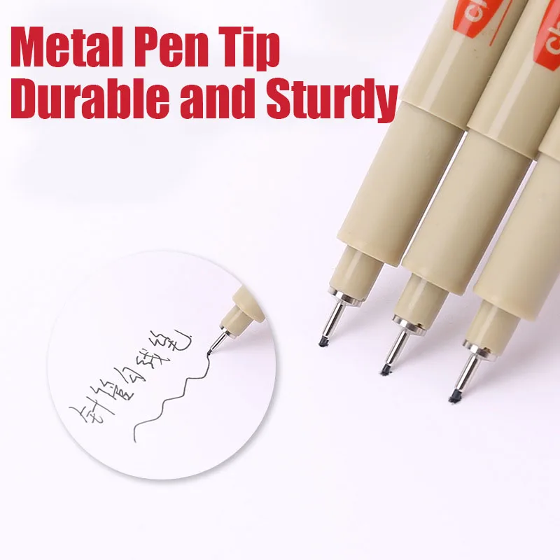 3-12Pcs Pigment Liner Micron Drawing Pen Manga Pigma Ink Marker Pen Sketching Brush Set Hook Line Needle Pen Art Supplies