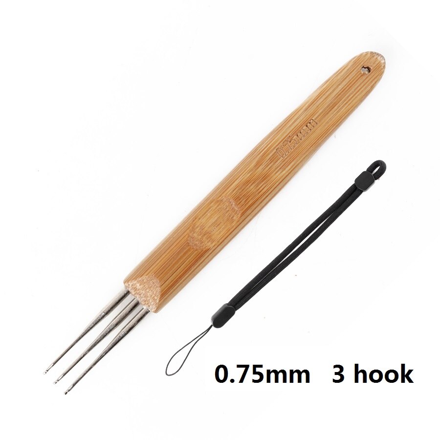 0.75Mm Crochet Hooks Dreadlock Hair Braids Needle Single Double Hook Crochet Tools Bamboo Handle Crochet Needles For Braid Craft: daisheng0.75mm3hook