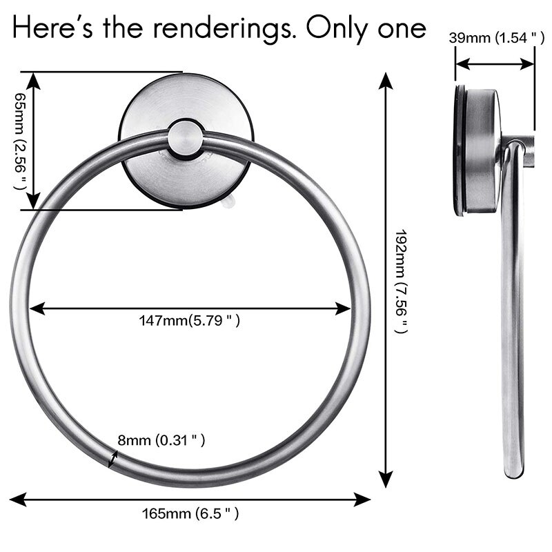 Zuignap Handdoek Ring Punch-Gratis 304 Roestvrij Staal Badkamer Wc Handdoekenrek Hanger Opknoping Ring