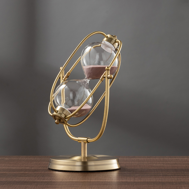 Reloj de arena de latón Vintage francés, reloj de arena de Metal giratorio de 360 °, temporizador de arena antiguo para , decoración de boda y oficina: Purple Sand / 15 min