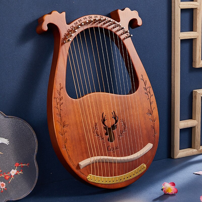 Cega-ARPA Lyre portátil, 16 cuerdas de Metal, arpa de Lira de caoba, de sonido estable para amantes de los instrumentos