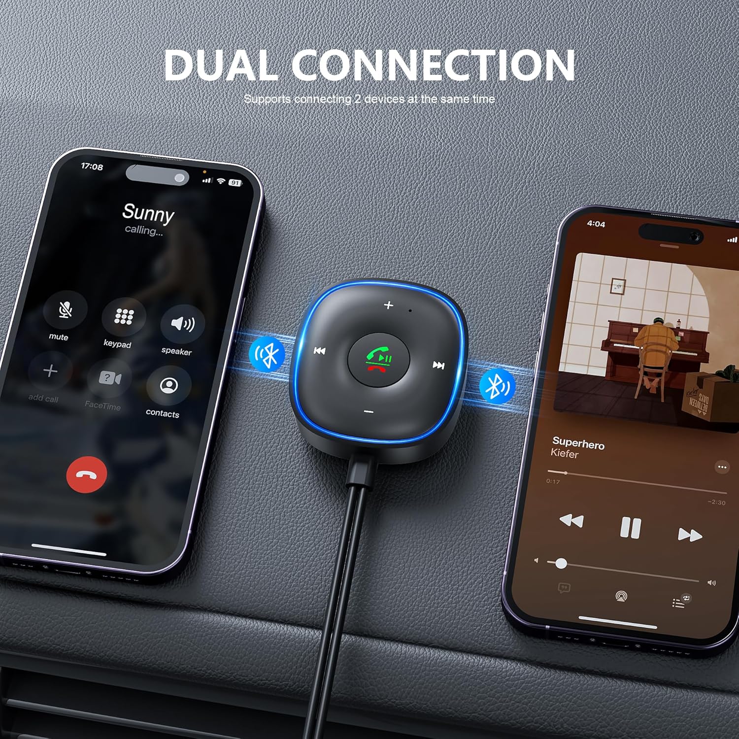 Adaptador de asistencia de Audio para coche Bluetooth 5,3, 3,5mm, con micrófono, función de llamada, receptor USB, música estéreo para el hogar y llamadas manos libres