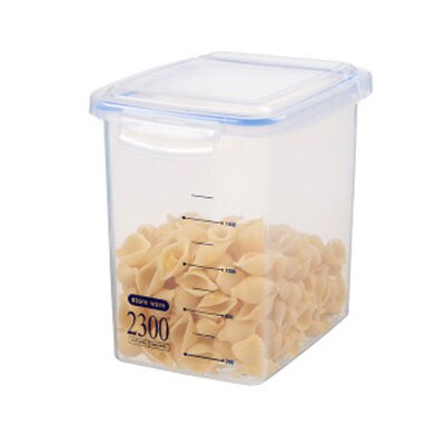 Square Food Storage Box Plastic Storage Tank Kitchen Grain Multigrain Freshness Storage Dried Fruit Milk Powder Sealed Can: Blue-2300ml