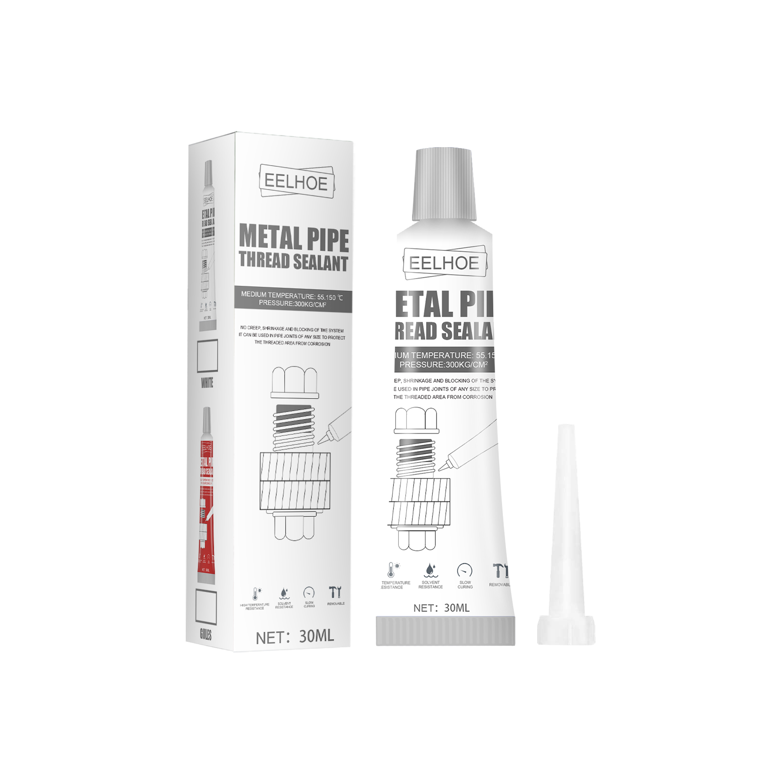 Thread Sealant Metal Pipe Thread-locking Solid Seal Glue Resistance Anti-loosening Thread Locking Agent Metal Anaerobic Sealant: white