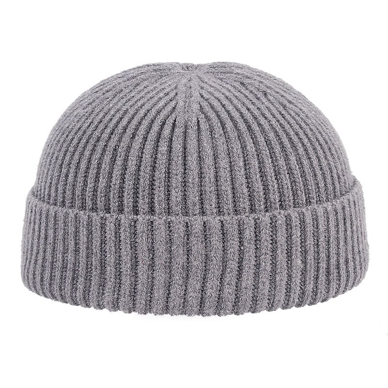 Gorro negro Unisex para hombre, sombreros tipo Beanie para mujer, gorra de Skullcap lisa de punto hip hop, sombrero de otoño para mujer: Gris