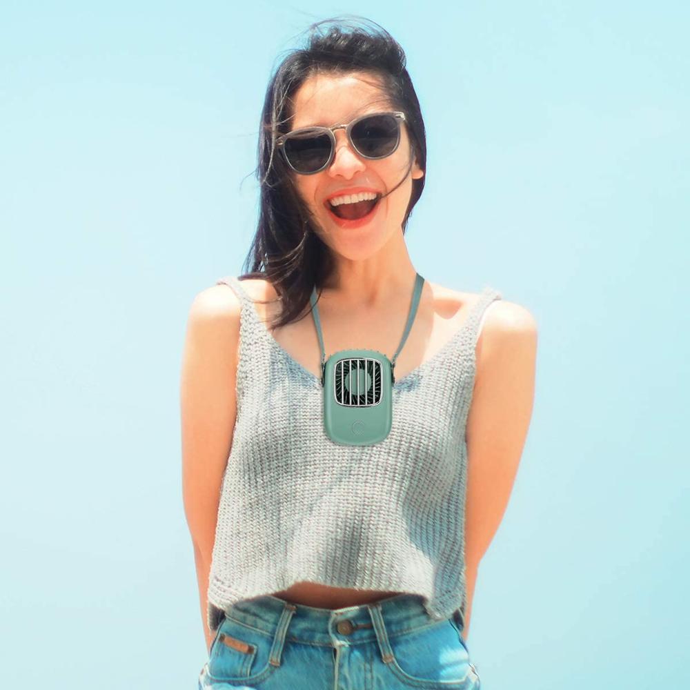 Xiaomi ventilador portátil para colgar en el cuello Mini ventilador de refrigeración de aire de bolsillo Cordón de viaje de verano al aire libre ventilador recargable USB refrigerador manos libres