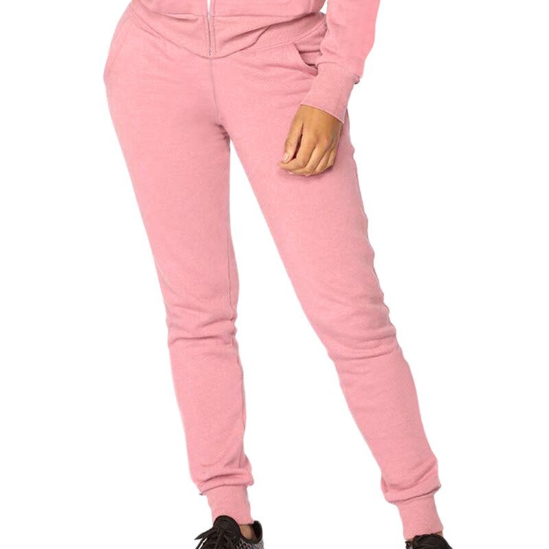 Vrouwen Atletische Trainingspak Lente Warm Running Set Rits Jogging Sportkleding Voor Vrouwelijke Hooded Sweat Pak Ongedwongen Losse: Pants-pink / L