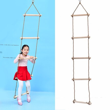 Bambini ragazzo scaletta da arrampicata giocattoli per il Fitness pioli in legno scala in corda bambini arrampicata Indoor Outdoor Garden bambini Sport corda altalena