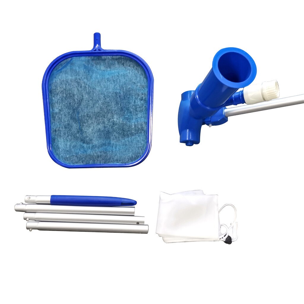 Pool Vacuum Head Swimming Pool Wall Tile Clean Brush With 46in Leaf Skimmer Net Pool Landing Net Pool Cleaning Tools set: Default Title