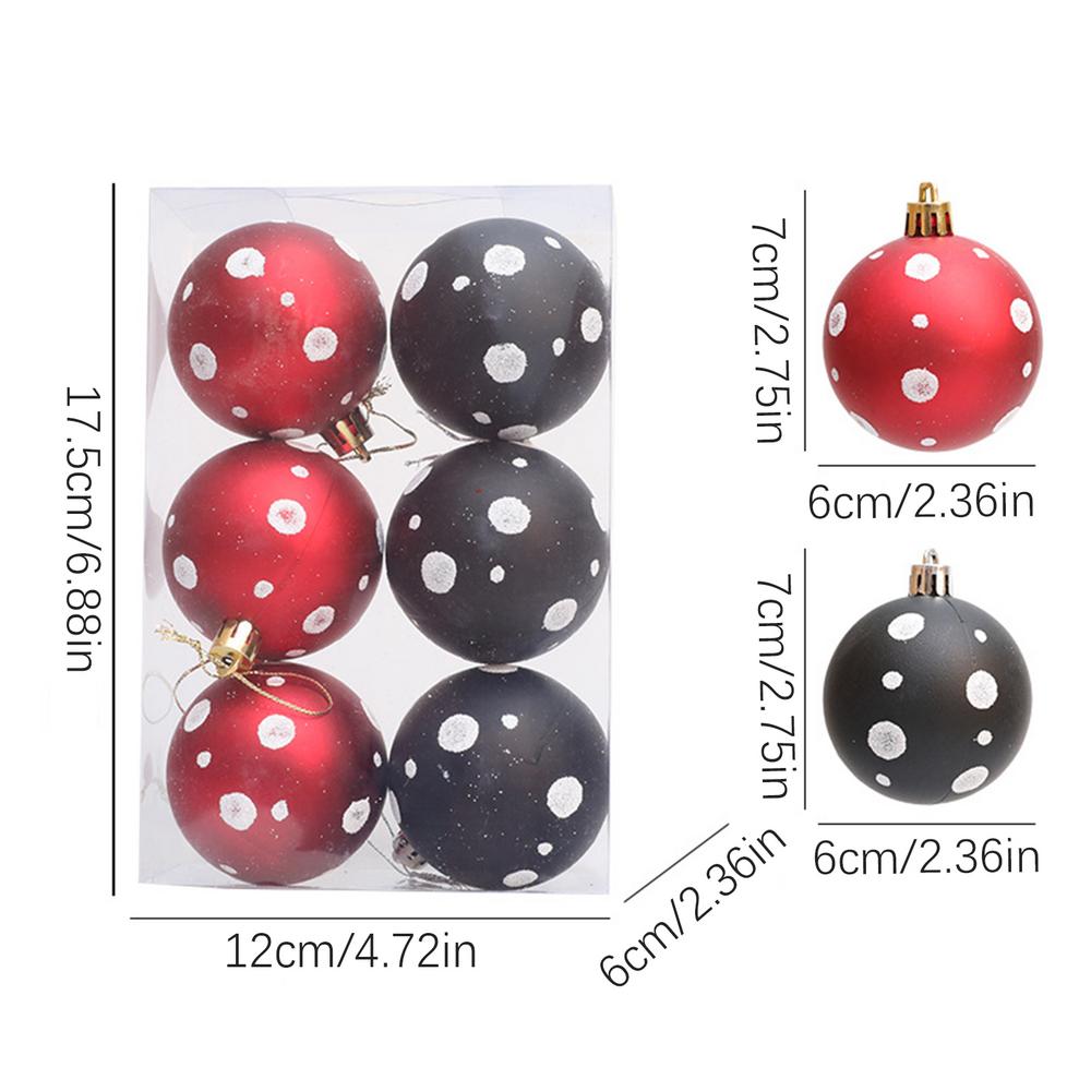6 pçs natal árvore de natal bola 6cm bauble pendurado festa em casa ornamento decoração da árvore bolas festa pendurado pingente navidad: Default Title