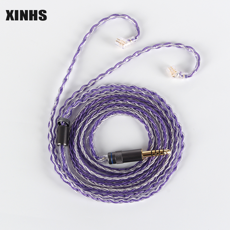 XINHS 8 hebras de cobre de un solo cristal violeta plateado con plata