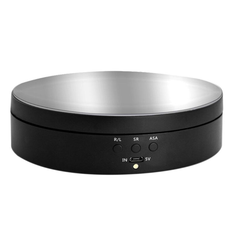 3 Speeds Electric Rotating Display Stand Mirror Turntable Jewelry Holder Battery USB Power: BK