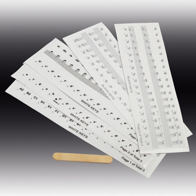 Transparent PVC Key Piano Stickers 88/61/54/37/32 Electronic Keyboard Name Note Sticker symbol decal for music decal Label: black