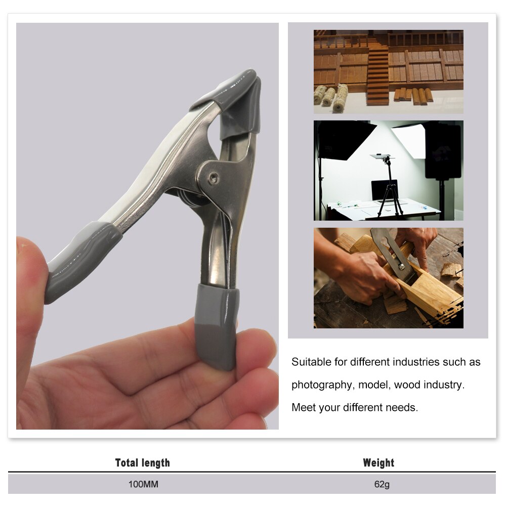 5PCS 4 Inch Steel Metal Spring Clamps 4" Clip Max Jaw Opening 20cm Large Super Heavy Duty spring clamp for diy woodworking