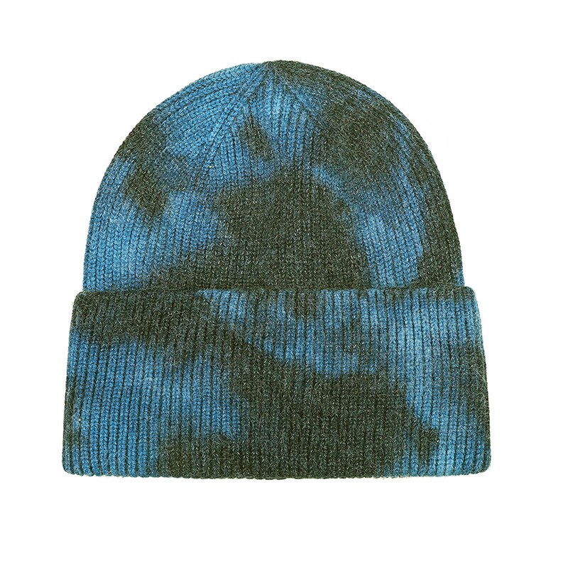 Tie-dye muts warme wintermutsen voor dames dames heren effen muts met omslag, muts met capuchon herfst gebreide hiphop plangi kort