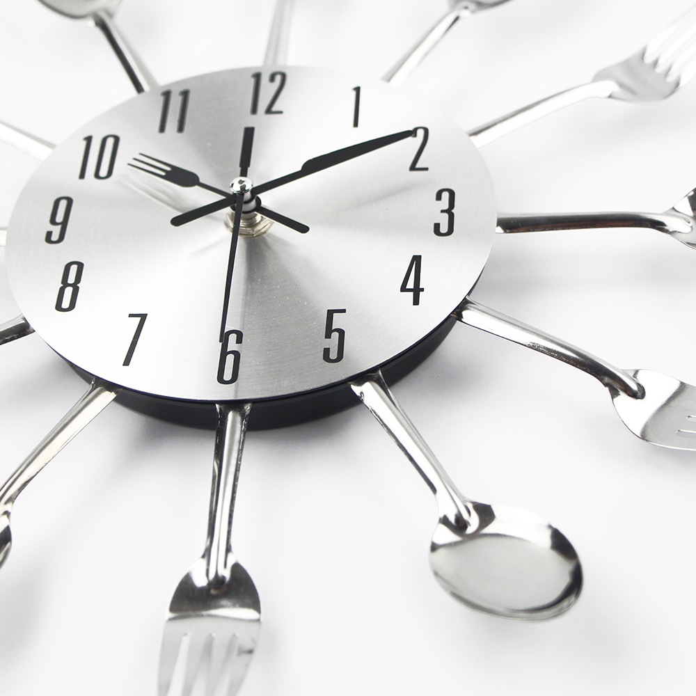 Besteck Metall Küche Wanduhr Löffel Gabel Kreative Quarz Zauberstab Montiert Uhren Modernes Dekorative Horloge Murale