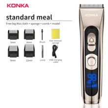 KONKA Electric Washable Rechargeable Metal Body Hair Clipper Barber Trimmer With Carbon Steel Cutter Head