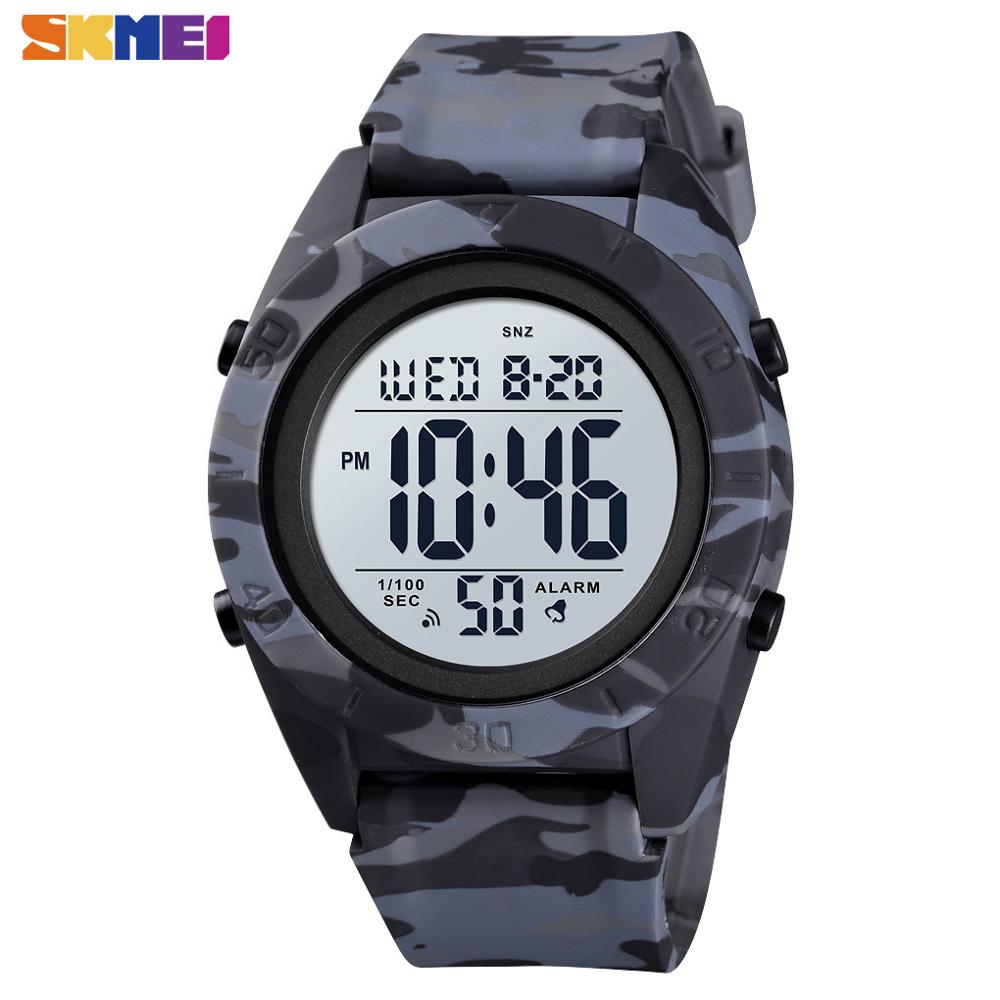 Skmei utendørs sport herreklokke slitesterk digital vanntett håndledd tid 2- tids vekkerklokke til herre ledet montre homme 1591: Kamogray