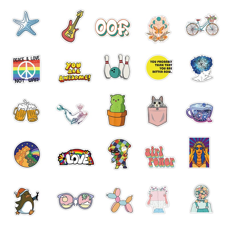 100Pcs Cool Summer Stickers Girl Essential Stuff For Water Bottles Waterproof Decals Suitable Luggage Laptop Trendy Stickers