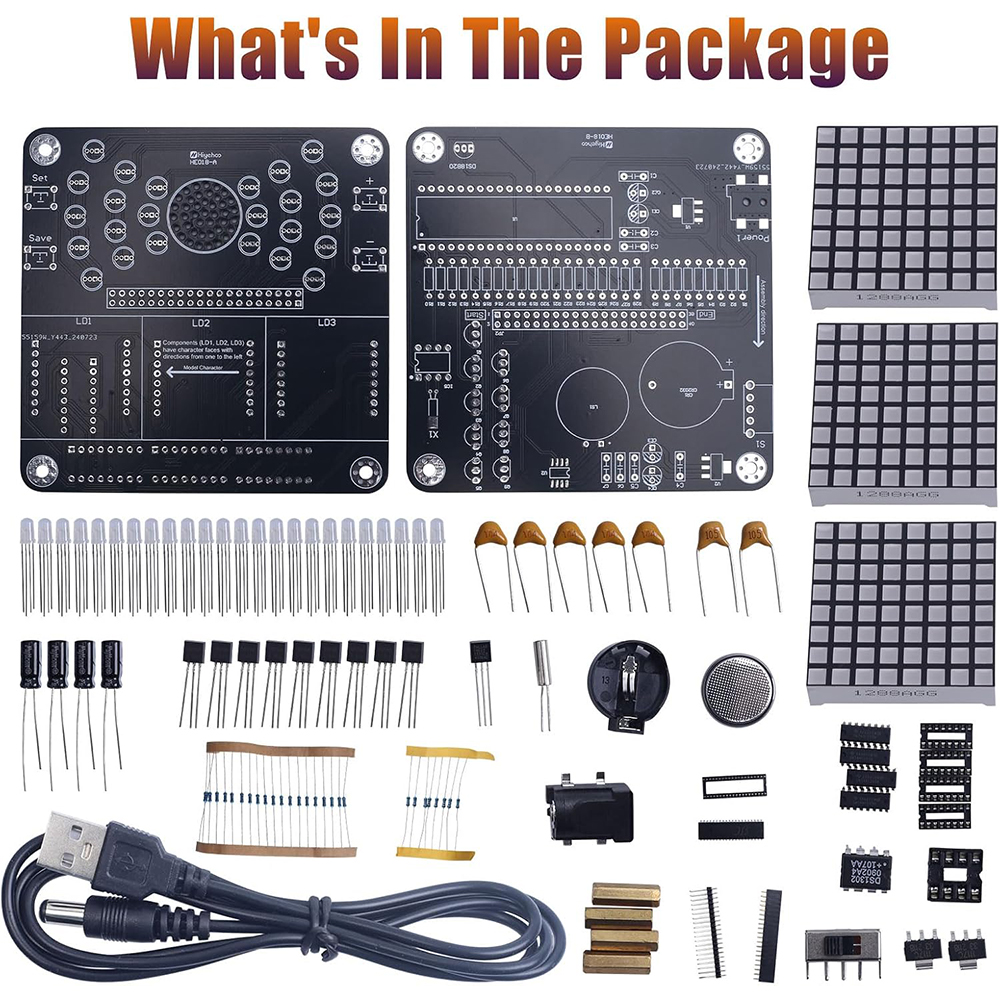 DIY Clock Soldering Project 4-Digit Digital Clock Electronic Practice Kit with LED Flashing Lights Temperature Date Display