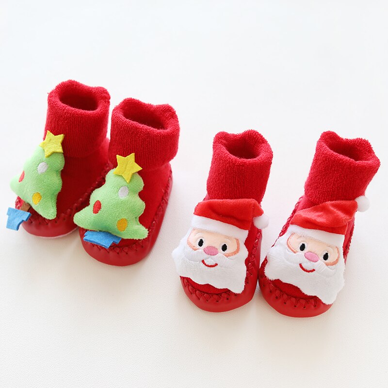 socks baby christmas winter born socks rubber soles skid resistant indoor socks warm thick sock shoes xmas year