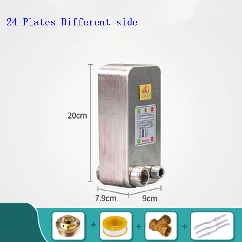 24 Plates stainless steel heat exchanger Brazed plate type water heater SUS304: 24 Different Side