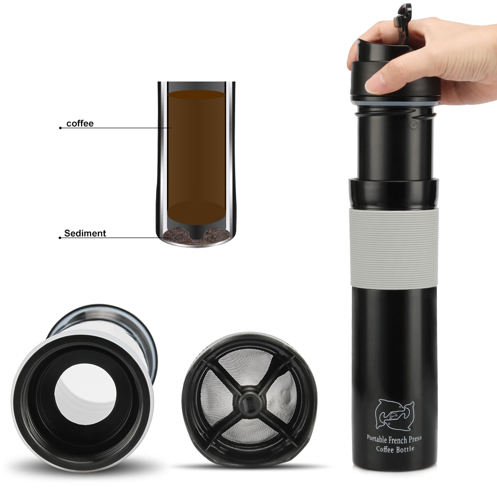 Travel Coffee Mug Coffee Tea Coffee Press cup 350ML Portable French Press Coffee Press Tea Coffee Maker Bottle Travel Mug