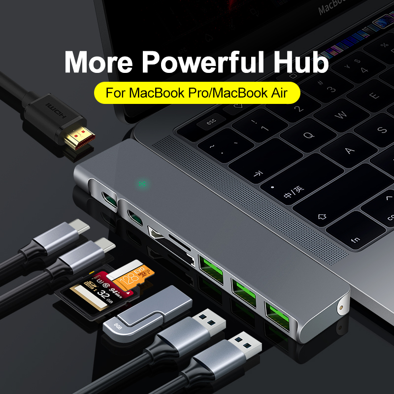 Dual Port Usb Type-C Hub Naar Hdmi Lezen Kaart Pd Opladen USB3.0 Docking Converter