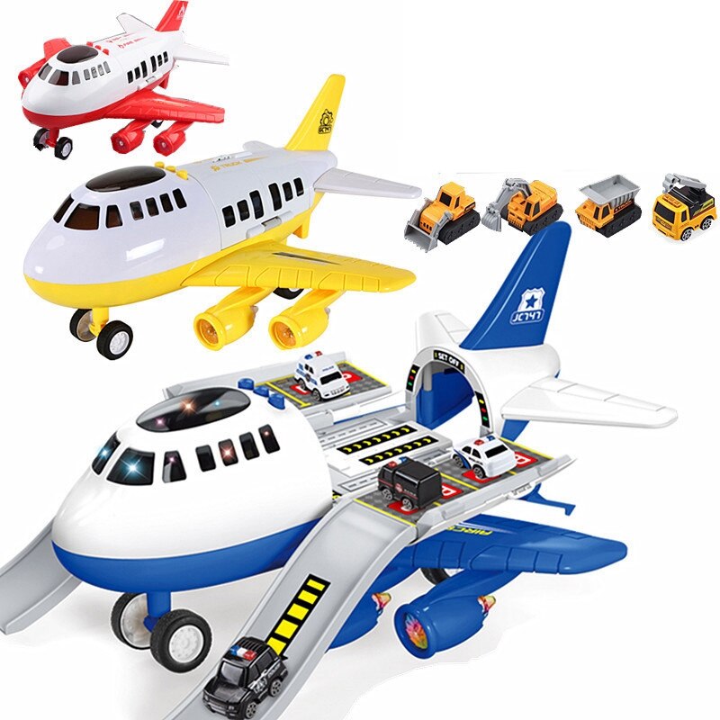 Avion de chargement multifonctionnel, bricolage assemblé stockage avion jouet enfant modèle d&#39;avion à inertie Transport d&#39;avion