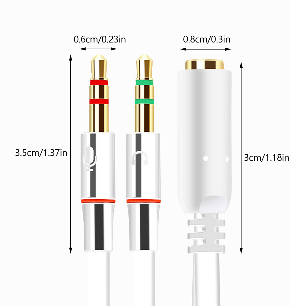headset-splitter trrs 3.5mm hunnkontakt til til 3.5 trs hannkontakt hodetelefon-mikrofonadapter konverteringskabel til stasjonær bærbar pc