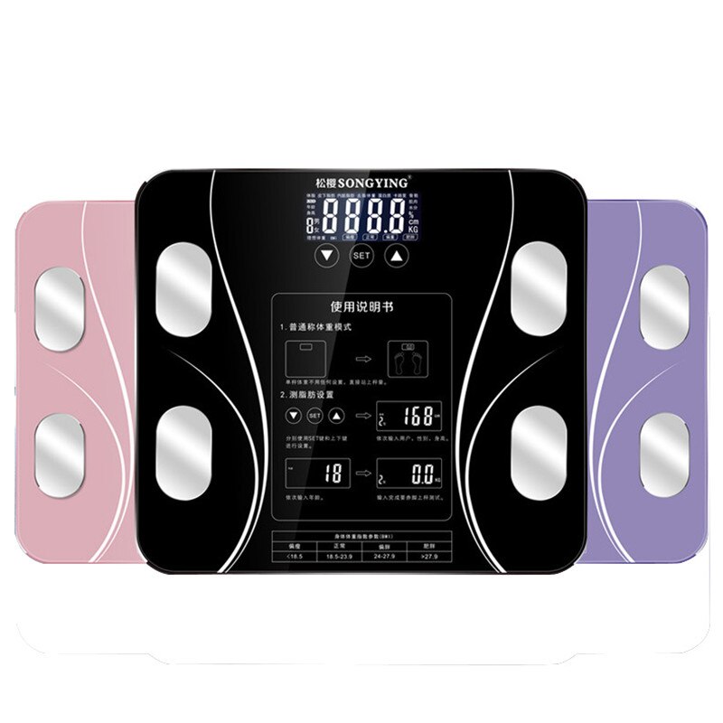 Smart Weighing Scales Floor Body Weight Bathroom Scale Smart Lcd Display Scale Body Weight Body Fat Water Muscle Mass BMI