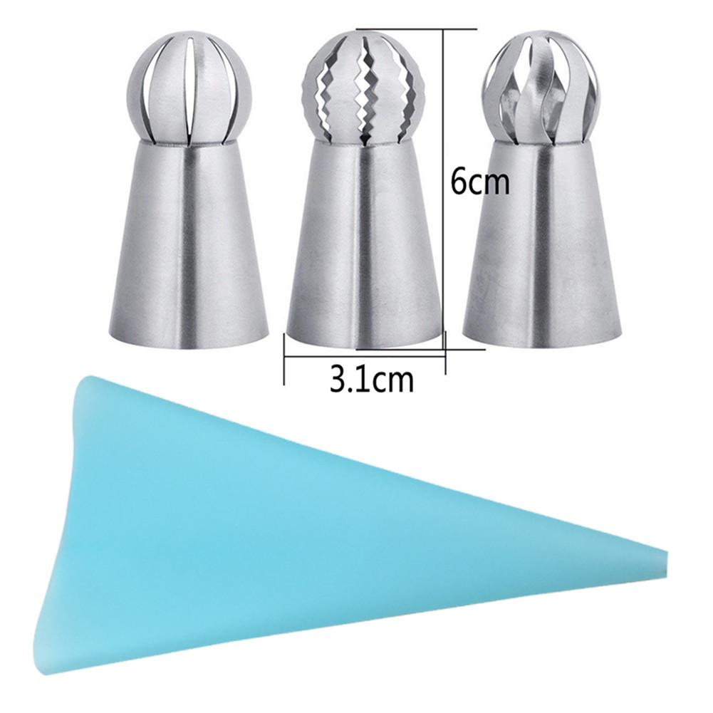 Cake Piping Tips Decoreren Mond Set 4 Delige Set Sferische Roestvrij Staal Plastic Bakken Nozzle Tool Diy Decoratie Nozzle Bag: Blauw