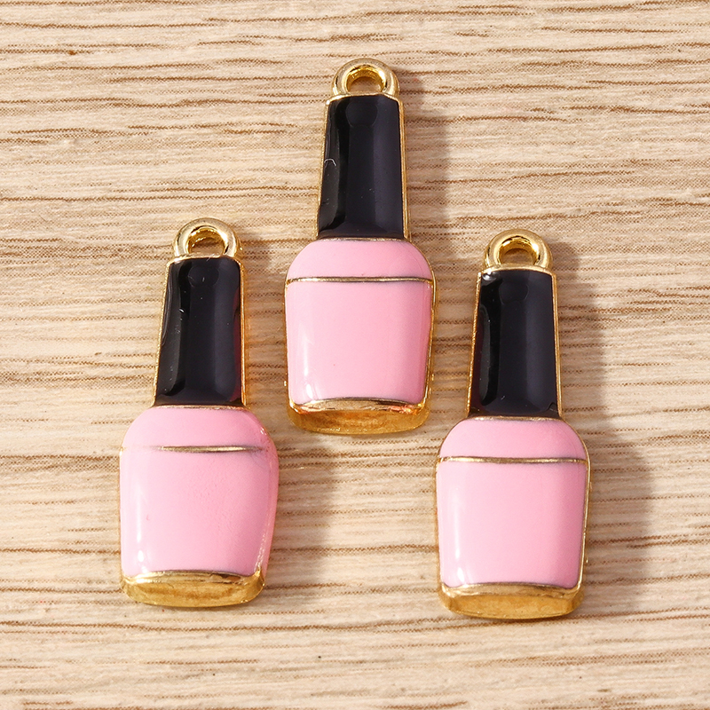 10 Uds. Mezcla de lindos esmaltados para mujer, labios, lápiz labial, colgantes para hacer joyas, pendientes, collares, pulseras, suministros para manualidades DIY: Rosa