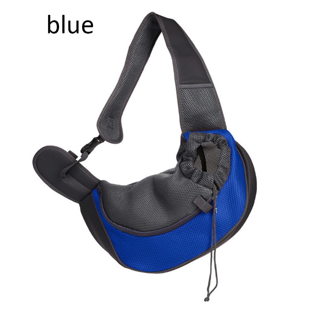 Kæledyrs hvalpeholder taske udendørs rejse håndtaske pose mesh enkelt skuldertaske slynge rejse skuldertaske til hunde s / l hukommelseskum: Blå / S