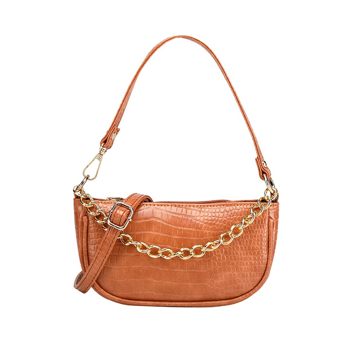 Women's Mini Shoulder Bag Alligator Solid Outdoor PU Postman Bag Chain Handbag: Orange