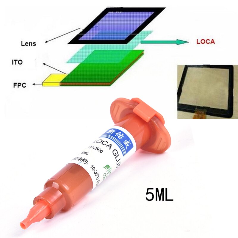 Pegamento Uv transparente para reparación de vidrio, adhesivo transparente de 5ml Tp-2500 + Luz de corte UV para pantalla LCD de reparación de cristal