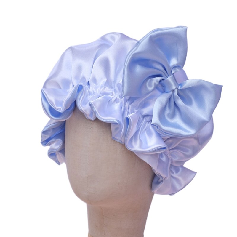 Bonnet de nuit en Satin soyeux pour bébé, Double couche réglable, Turban de nuit pour fille, couleur unie, mignon, à la ,: C-5