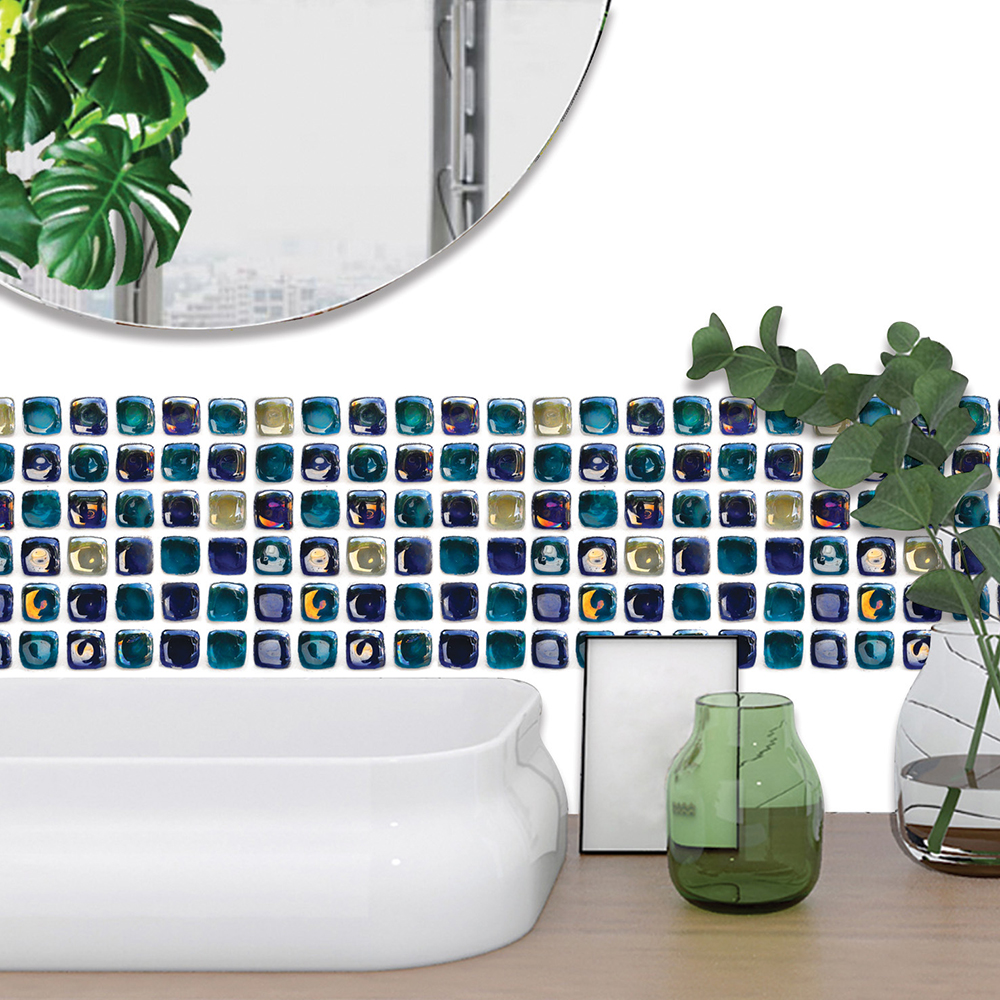 Flerfarvet glas mosaik flise firkantet mosaik stick fliser gør-det-selv kunsthåndværk gør boligindretningsmateriale