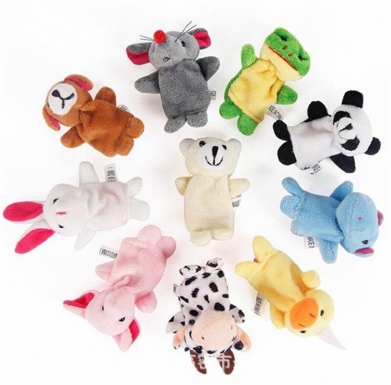 10 teile/los Karikatur Ebene Samt Finger Marionette Finger Spielzeug Finger Puppe Baby Tuch Pädagogisches Hand Geschichte Baby Spielzeug